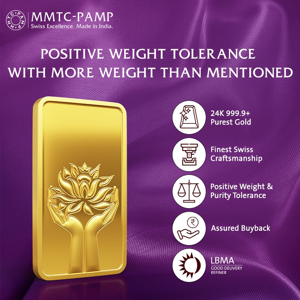 24K (999.9+) Purest 10 gm Lotus Gold Bar