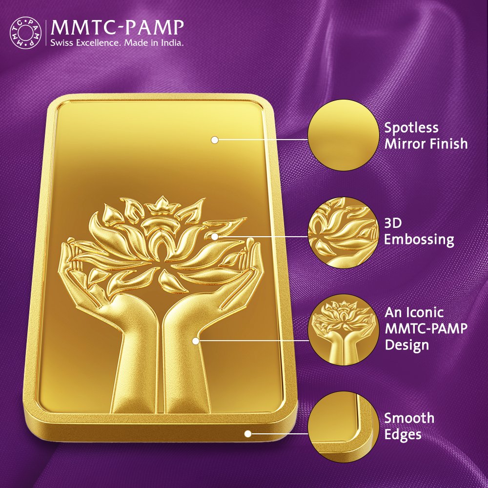 24K (999.9+) Purest 2 gm Lotus Gold Bar