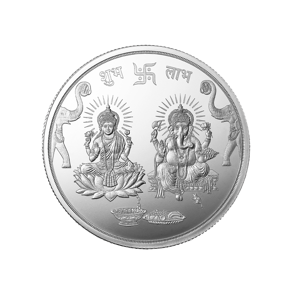 (999.9+) Purest 10 gm Ganesh Laxmi Silver Coin