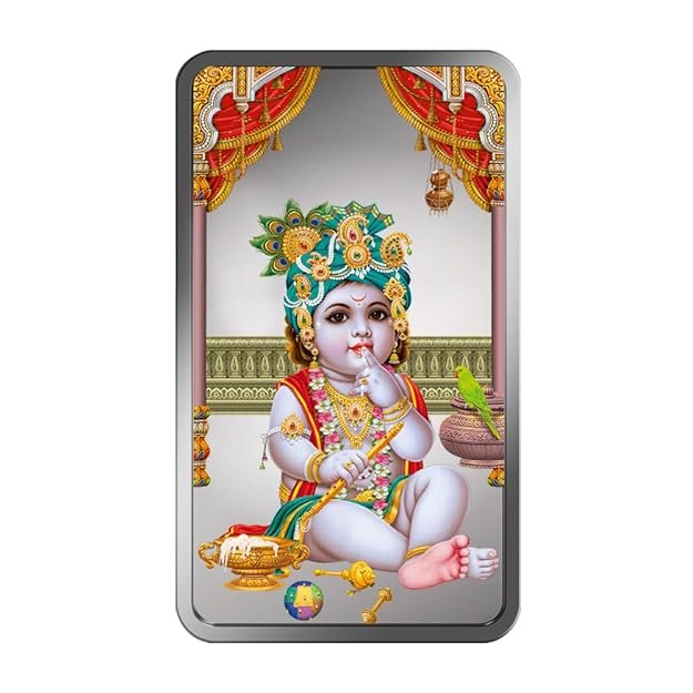 50 gm Silver 999.9 Minted Bar Laddu Gopal Colored Minted Card (Box)