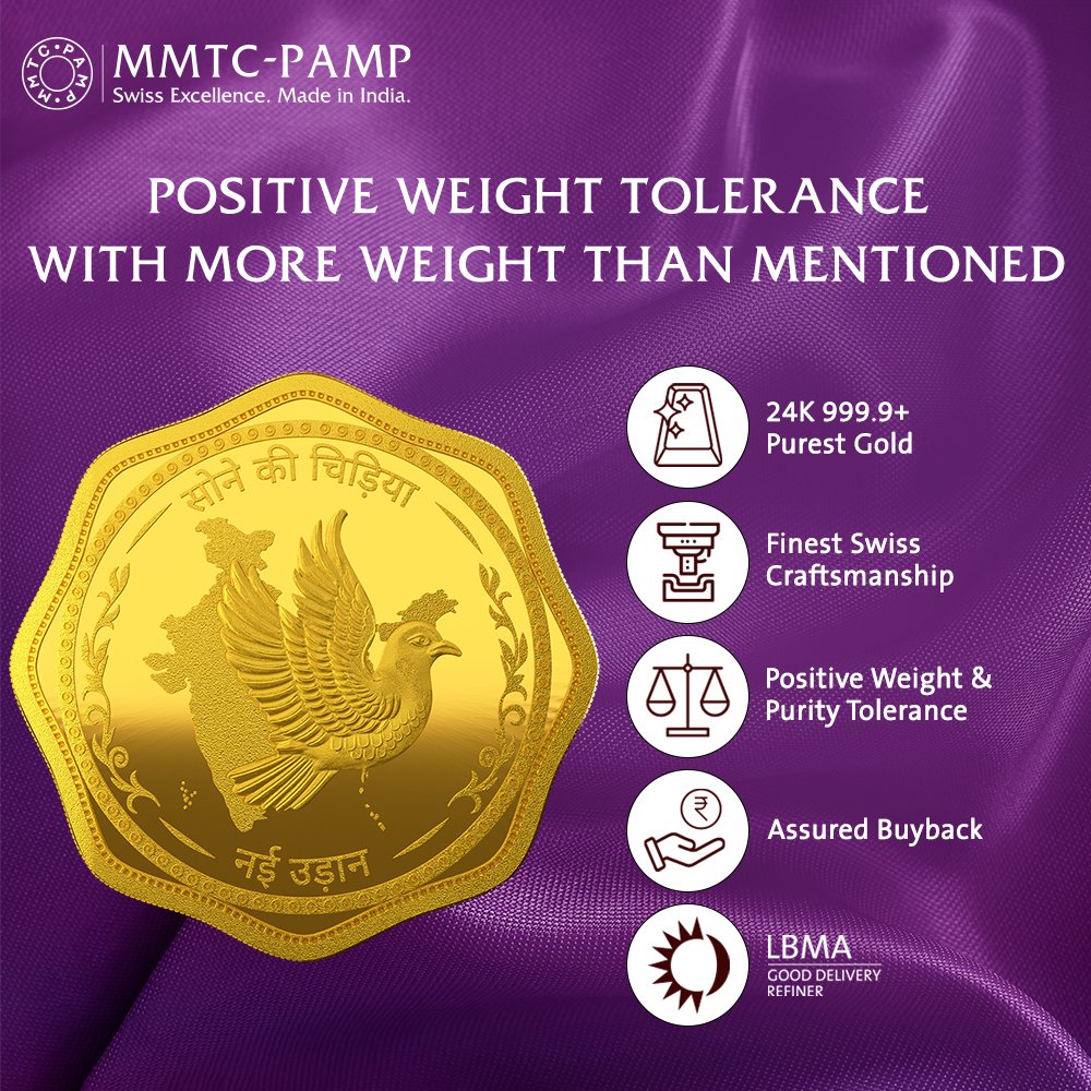 24K (999.9+) Purest 10 gm Sone Ki Chidiya Gold Coin